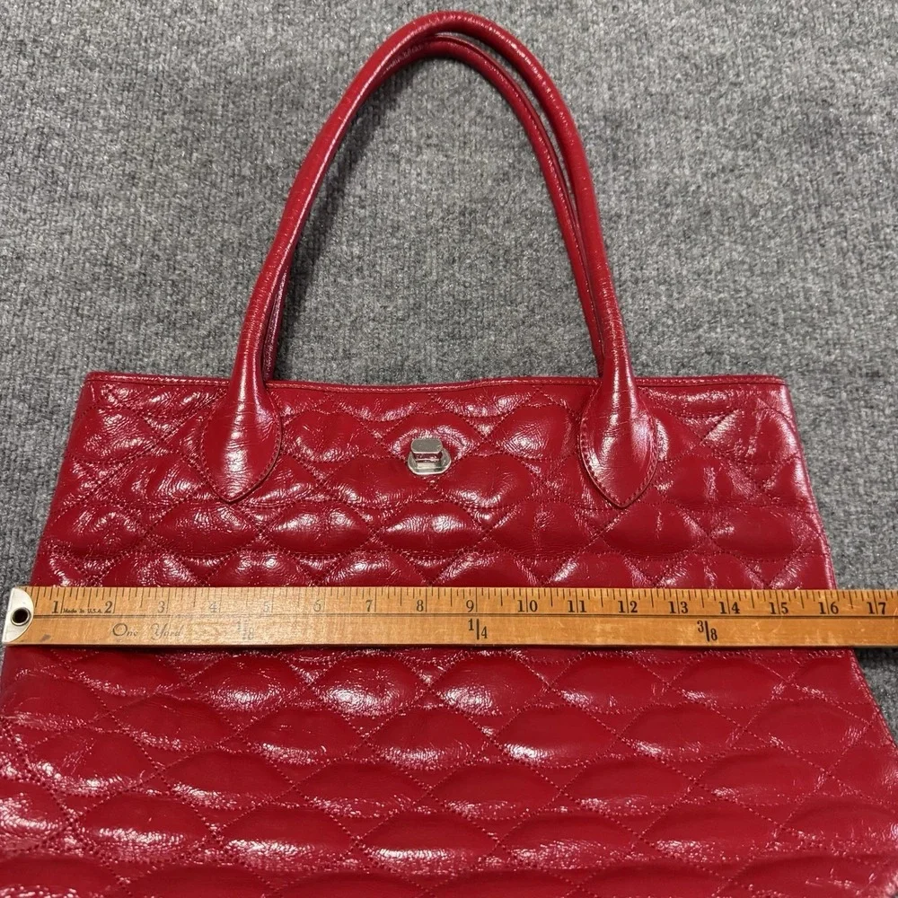 Lulu Guinness London Quilted Lips Large Tote Red‎ Patent